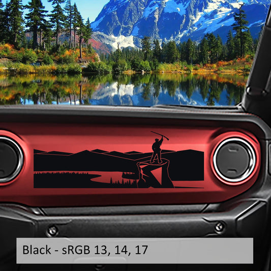 Mountaineer Overlooking River Dashboard Vinyl Decal - Fits 2018+ Jeep Wrangler JL/Jeep Gladiator JT