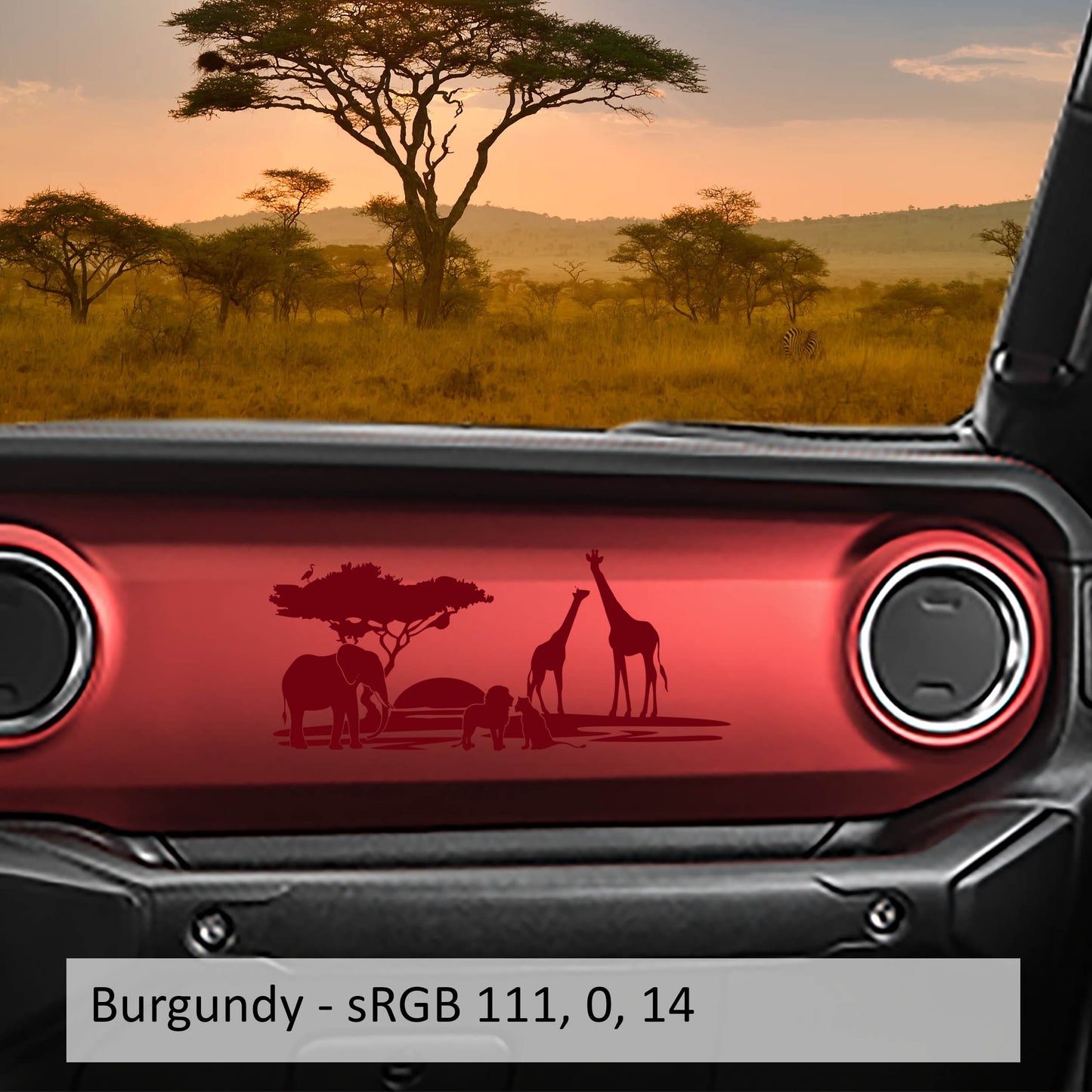 JL/JT Dashboard Safari Scene Vinyl Decal