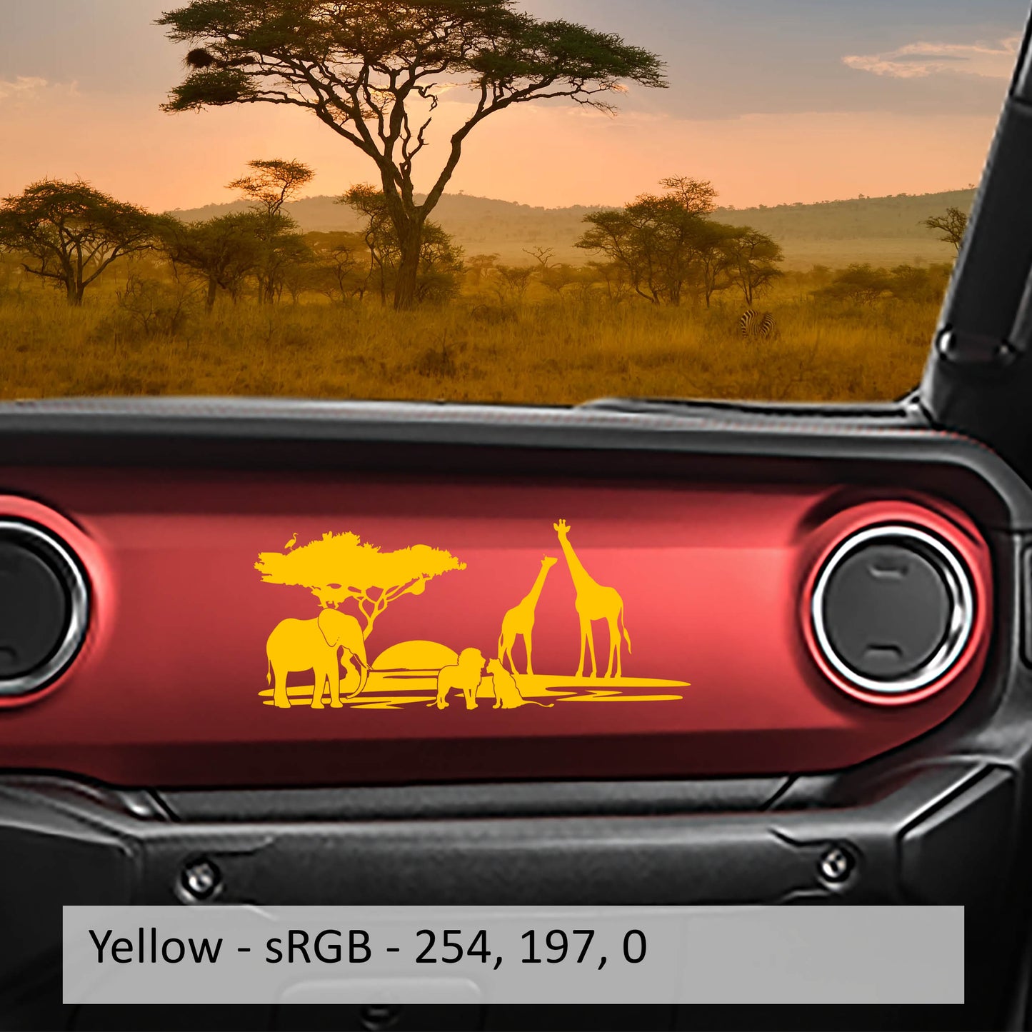 JL/JT Dashboard Safari Scene Vinyl Decal