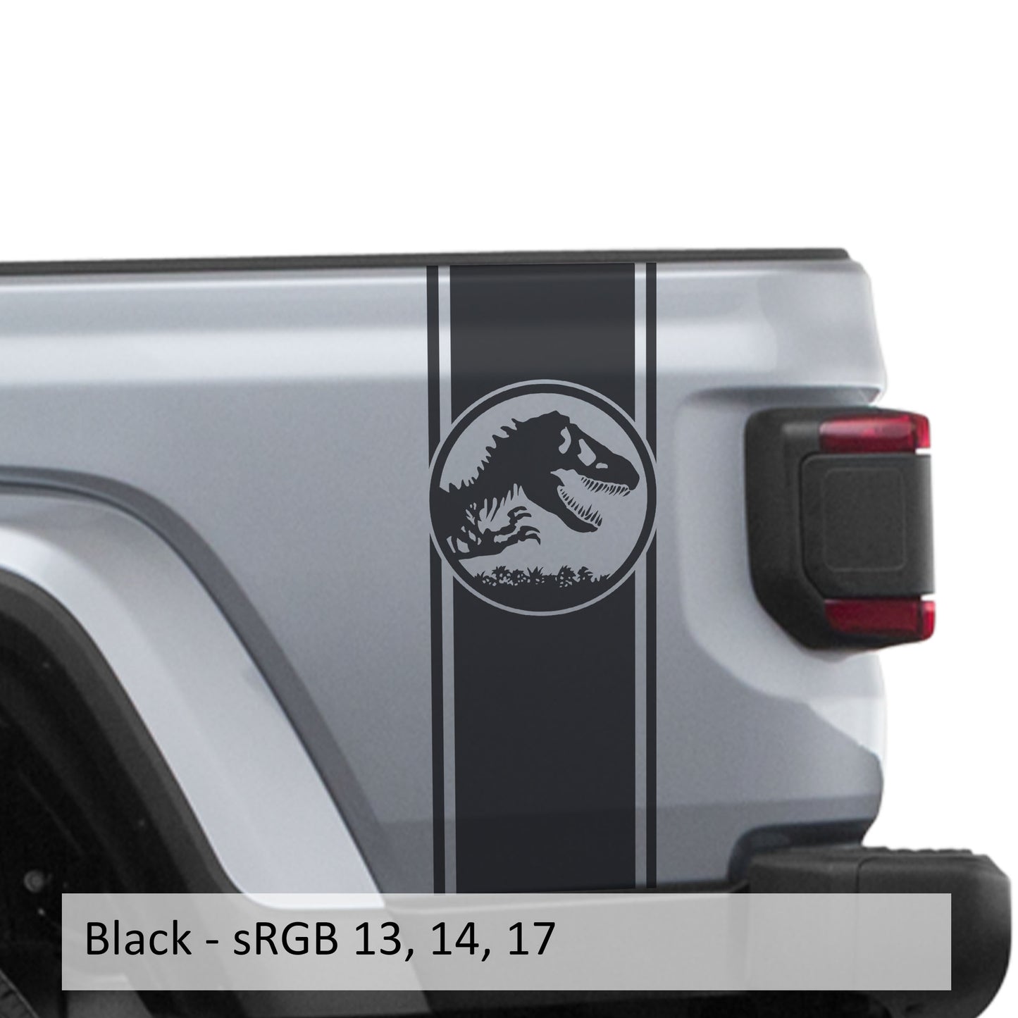 Jurassic Dinosaur Skeleton Bedside Stripe Graphic Decal Set - Fits Jeep Wrangler JL/Jeep Gladiator JT 2018+