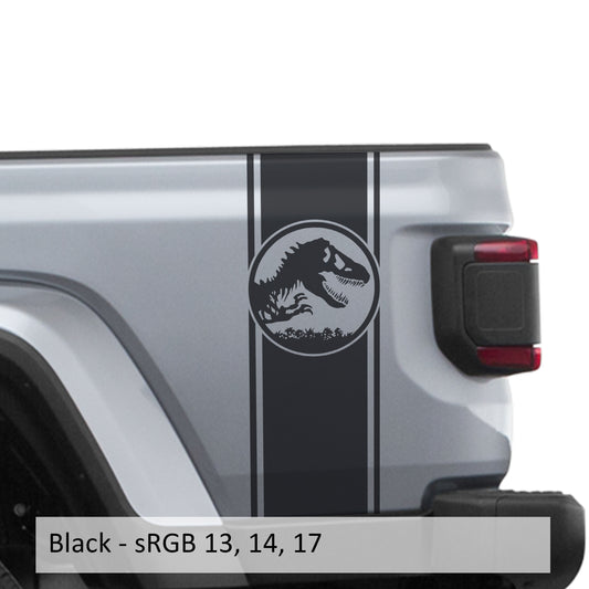 Jurassic Dinosaur Skeleton Bedside Stripe Graphic Decal Set - Fits Jeep Wrangler JL/Jeep Gladiator JT 2018+