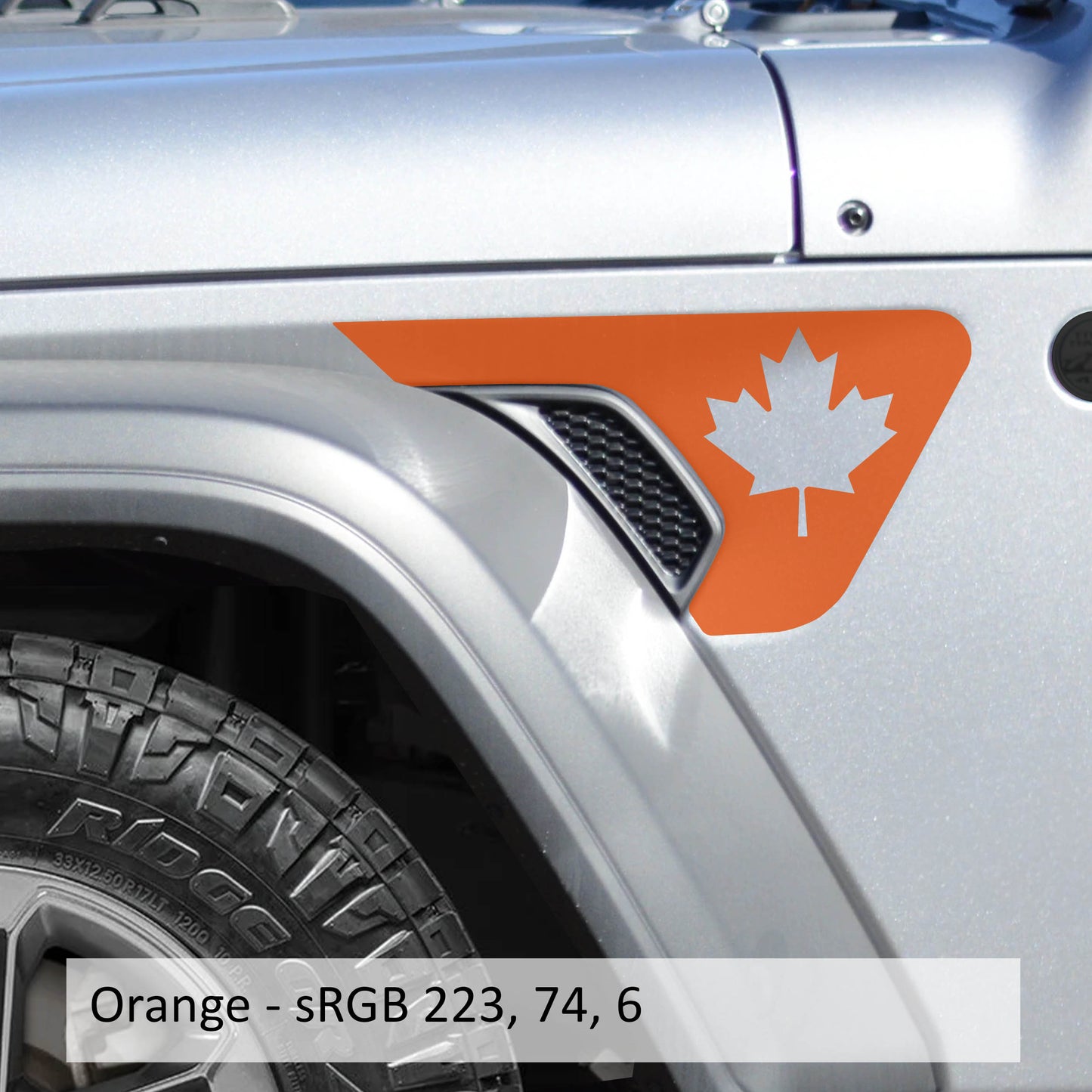 Canadian Maple Leaf Fender Vent Vinyl Decal - Fits Jeep Wrangler JL/Jeep Gladiator JT 2018+