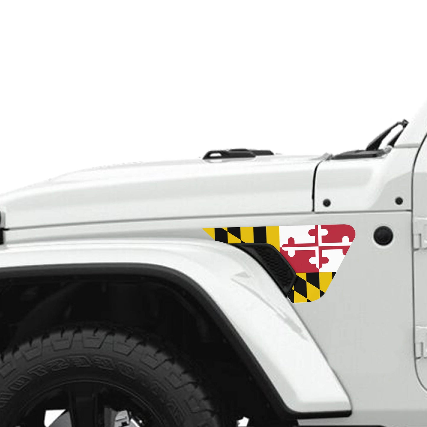 Maryland State Flag 2pc Vinyl Fender Decal - Fits Jeep Wrangler JL/Jeep Gladiator JT 2018+