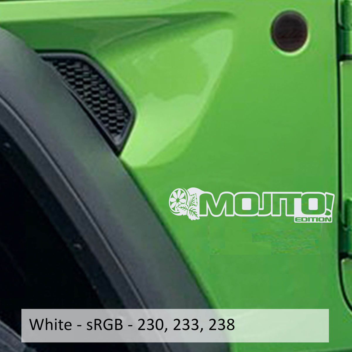 Mojito! Edition Vinyl Decal (Pair) Fender Decals For Wrangler/Gladiator - JL/JT