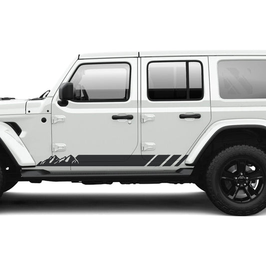Mountain Stripe Rocker Panel Vinyl Graphic Kit - Fits Jeep Wrangler JLU 4 Door 2018+