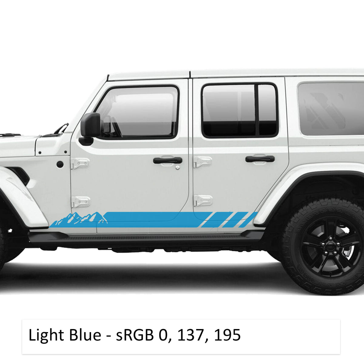Mountain Stripe Rocker Panel Vinyl Graphic Kit - Fits Jeep Wrangler JLU 4 Door 2018+