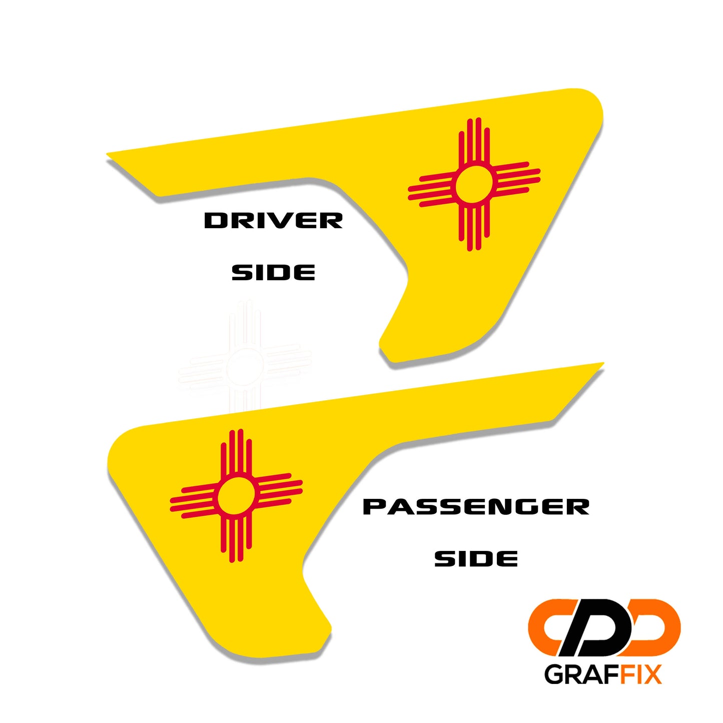 New Mexico State Flag 2pc Vinyl Fender Decal - Fits Jeep Wrangler JL/Jeep Gladiator JT 2018+