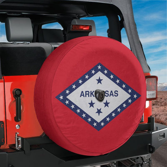 Arkansas State Flag Spare Tire Cover With Backup Camera Hole Option