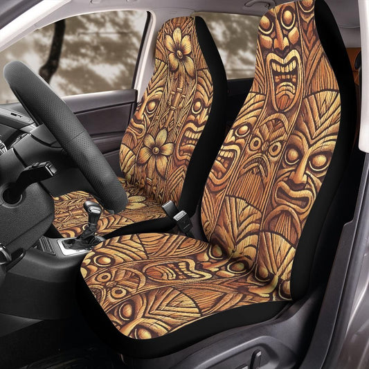 Polynesian Tiki Idol  Masks Pattern Front Car Seat Cover