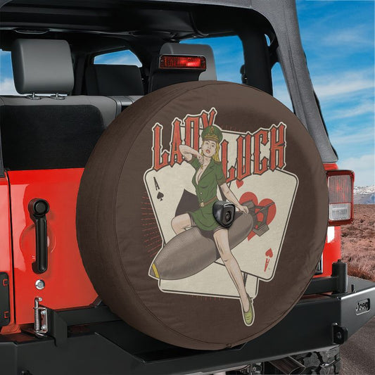 Lady Luck Bombshell Spare Tire Cover With Backup Camera Hole Option