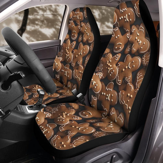 Christmas Gingerbread Man Front Car Seat Cover for Front Bucket Seats – Universal Fit