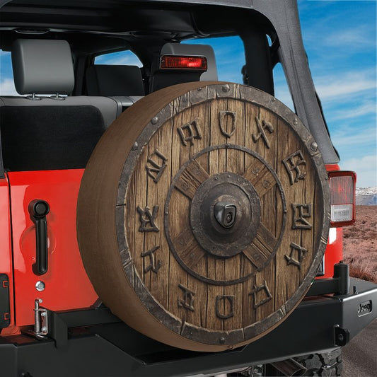 Viking Warrior's Shield Spare Tire Cover With Backup Camera Hole