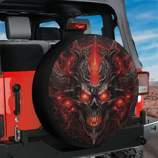 Emberlord Skull Spare Tire Cover With Backup Camera Hole Option