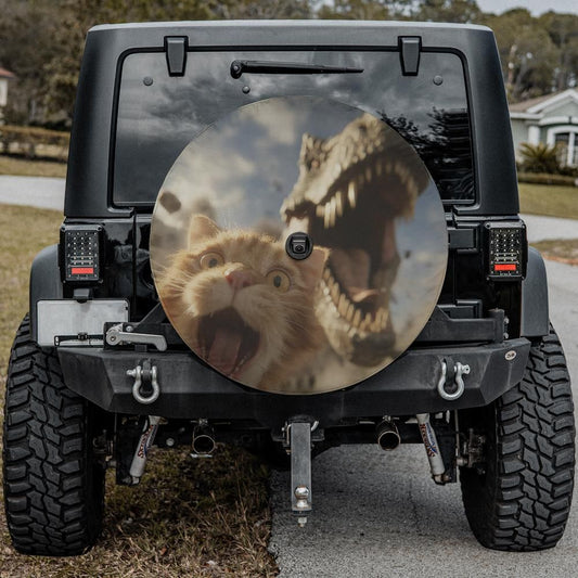 Fluffy Meets T-Rex Spare Tire Cover With Backup Camera Hole Option