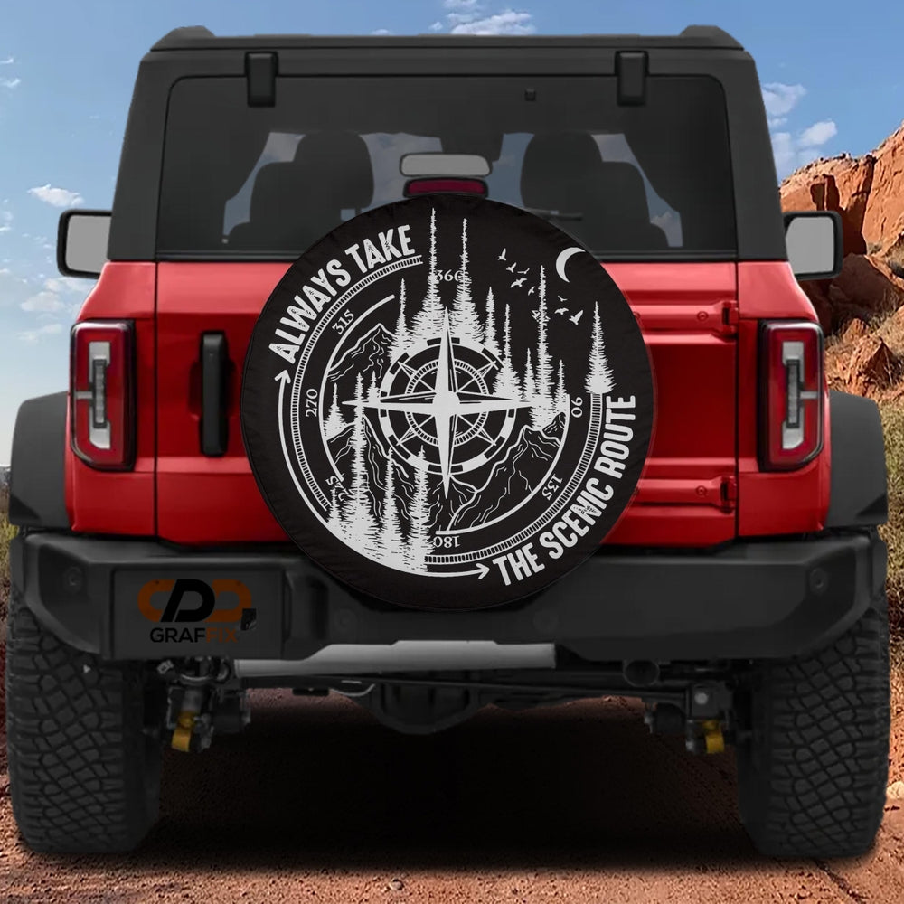 Always Take the Scenic Route Spare Tire Cover With Backup Camera Hole