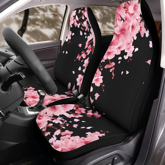 Cherry Blossom Seat Covers, Japanese Sakura Floral Front Seat Protectors for Jeep Wrangler Bronco, Elegant Car Interior Universal Fit