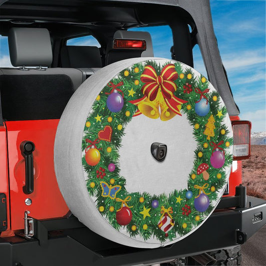 Christmas Wreath Spare Tire Cover With Backup Camera Hole Option