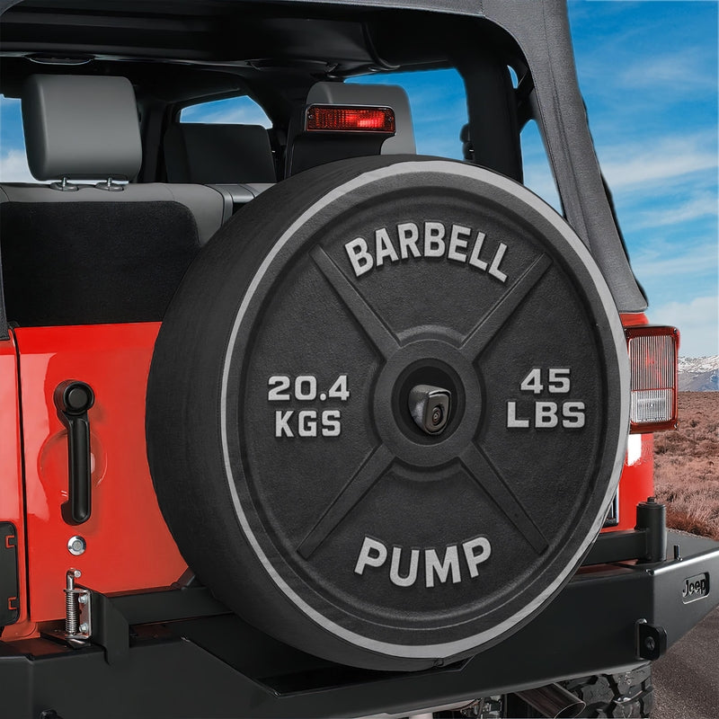 Athletic 45lb Barbell Spare Tire Cover With Backup Camera Hole