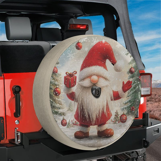 Christmas Gift Giving Gnome Spare Tire Cover With Backup Camera Hole Option