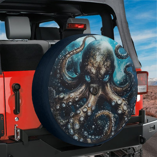 Deep-Sea Majesty: The Kraken Spare Tire Cover With Backup Camera Hole Option