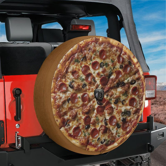 NY Pepperoni Pizza Spare Tire Cover With Backup Camera Hole