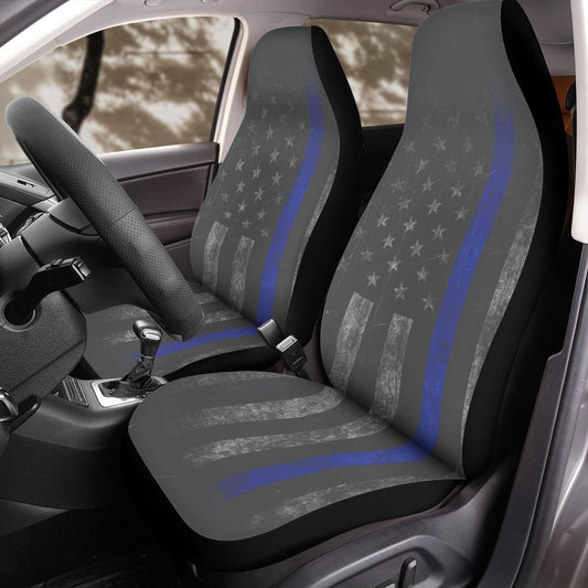 Thin Blue Line American Flag Seat Covers Law Enforcement Tribute Front Seat Protector Police Patriotic Gift