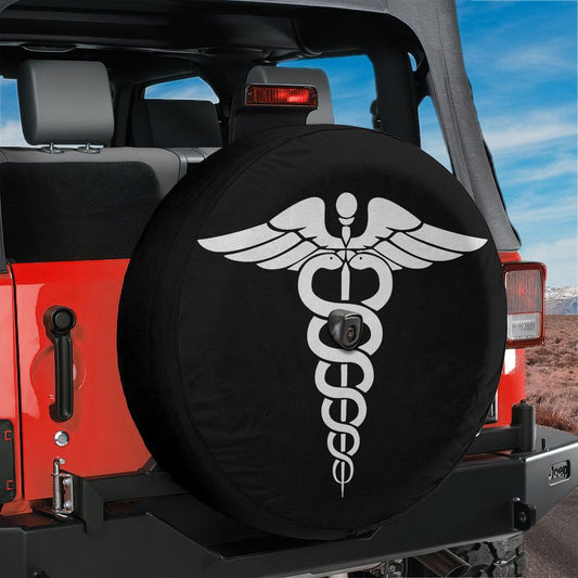 Caduceus Medical Symbol Spare Tire Cover With Backup Camera Hole