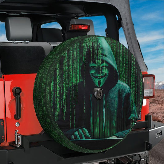 Anonymous Hacker Spare Tire Cover With Backup Camera Hole Option