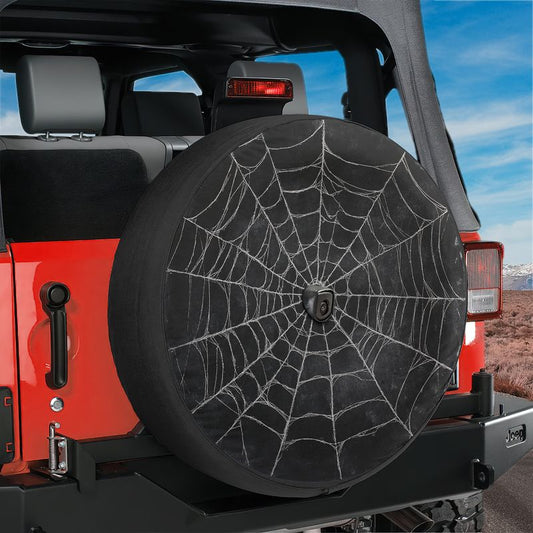 Spooky Spider Web Spare Tire Cover With Backup Camera Hole Option