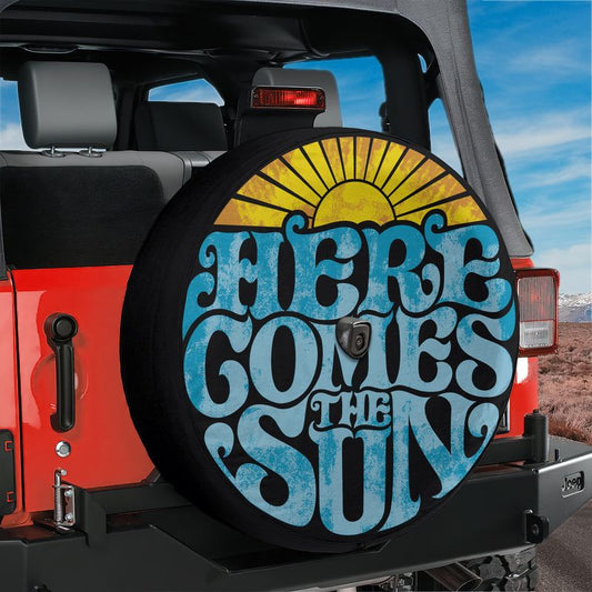 Here Comes the Sun Groovy Sunrise Spare Tire Cover With Backup Camera Hole