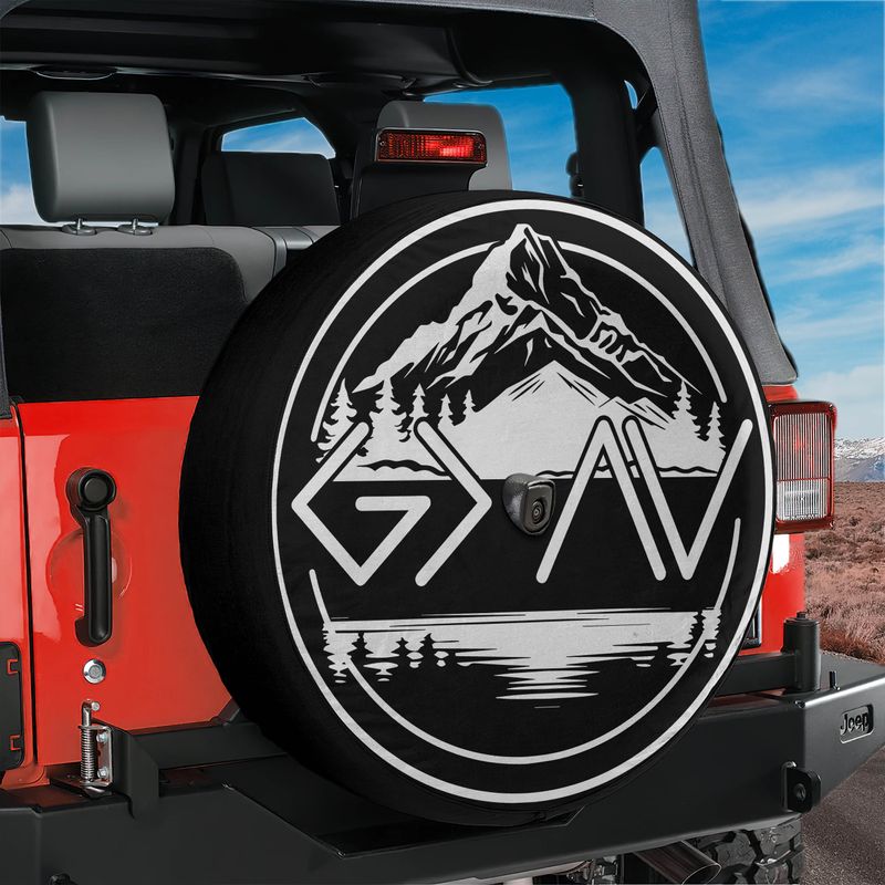 God is Greater than Highs and Lows Spare Tire Cover With Backup Camera Hole