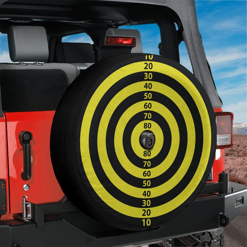Magnetic Dart Board Spare Tire Cover With Backup Camera Hole Option