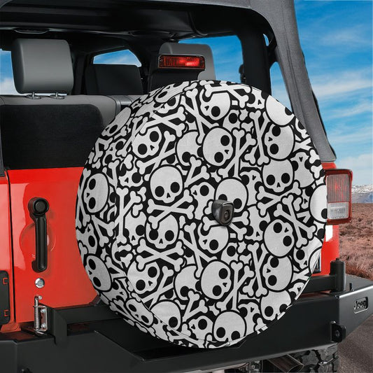 Skull and Crossbones Spare Tire Cover With Backup Camera Hole Option