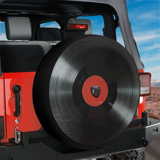 Vinyl Record Spare Tire Cover With Backup Camera Hole