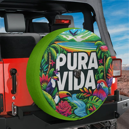 Pura Vida Tropical Birds Spare Tire Cover With Backup Camera Hole Option