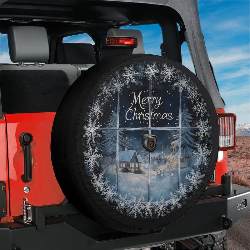 Christmas Silent Night Spare Tire Cover With Backup Camera Hole Option
