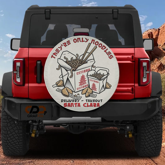 They're Just Noodles Santa Clara Delivery Spare Tire Cover With Backup Camera Hole