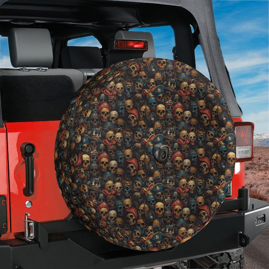 Pirate Skulls Spare Tire Cover With Backup Camera Hole Option