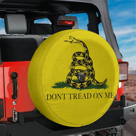 Gadsden Don't Tread on Me Flag Spare Tire Cover With Backup Camera Hole Option