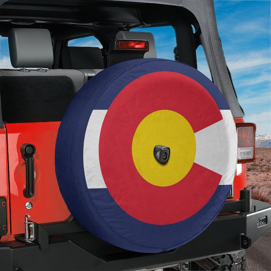 Colorado State Flag Spare Tire Cover With Backup Camera Hole Option