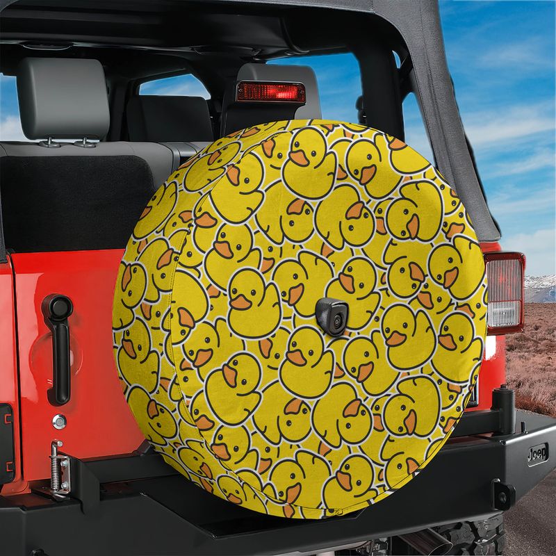 Yellow Rubber Ducky Spare Tire Cover With Backup Camera Hole Option
