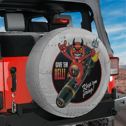 Give ‘Em Hell! Vintage Bomber Spare Tire Cover With Backup Camera Hole Option
