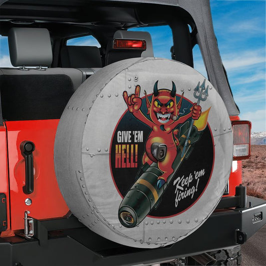 Give ‘Em Hell! Vintage Bomber Spare Tire Cover With Backup Camera Hole Option