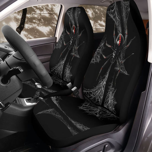 Black Widow Spider Web Car Seat Cover Front Seat Protector Halloween Spider Design for Jeep Bronco SUV Gift for Goth and Horror Fans
