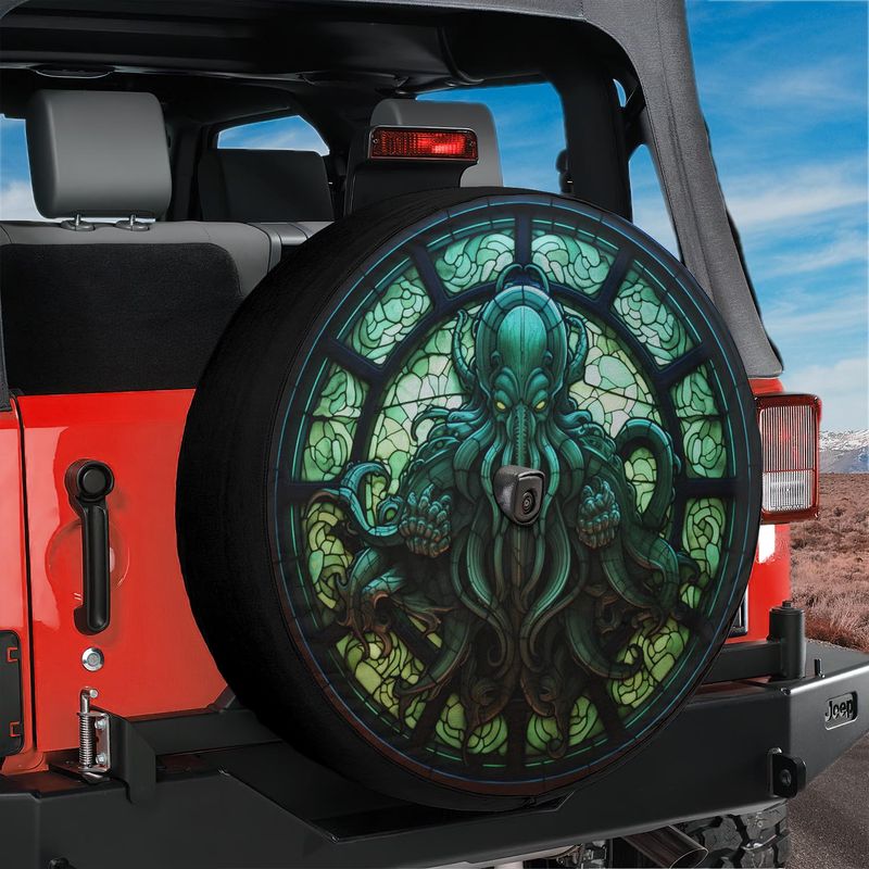 Cthulhu Rising Tire Cover With Backup Camera Hole Option