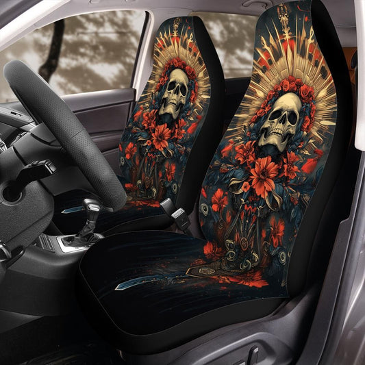 Skull & Roses Front Car Seat Cover