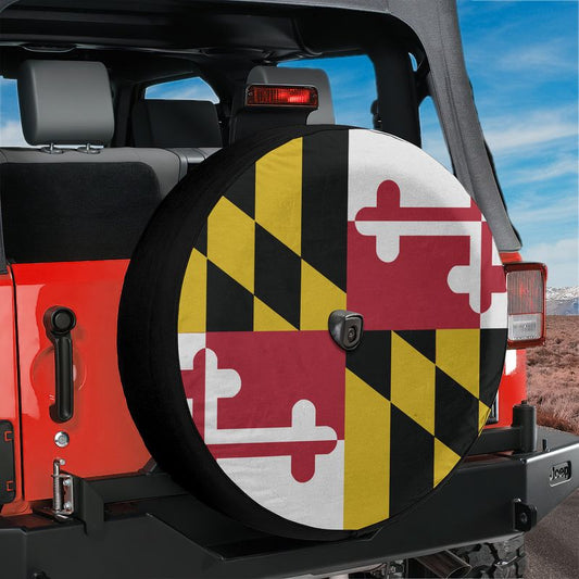 Maryland State Flag Spare Tire Cover With Backup Camera Hole Option