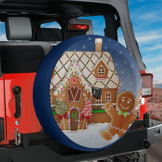 Christmas Gingerbread House Spare Tire Cover With Backup Camera Hole Option