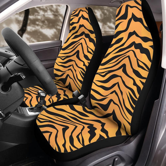 Tiger Stripe Seat Covers, Bold Bengal Print Front Seat Protectors for Jeep Bronco, Animal Print Car Interior, Universal Fit Design