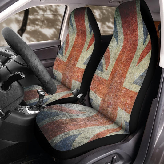 Old Grunge Union Jack England Flag Front Car Seat Cover